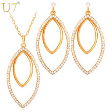 U7 Big Size Jewelry Set Gold Color Rhinestone Crystal Party Jewelry Trendy Earrings Necklace Set Women S529 2024 - buy cheap