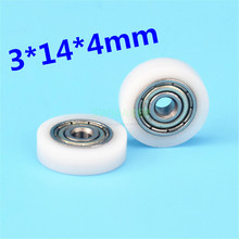 1 pcs 3*14*4mm  wrapped plastic bearing pulley 623ZZ inner hole 3mm plane roller plastic wheel POM 2024 - buy cheap
