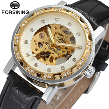 2019 Fashion Top Brand Forsining Gold Retro Luminous Hands  Diamond Display Mens Mechanical Skeleton Wrist Watches Luxury Clock 2024 - buy cheap