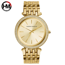 Hannah Martin Mulheres Vestido de Relógios À Prova D' Água Relógio de Pulso de Quartzo Relógios Para As Mulheres Senhoras De Ouro de Luxo Em Aço Inoxidável Relógio Mulher 2024 - compre barato