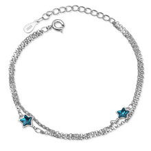 Best Friend Bracelet With blue Enamel Rhinestone Small Star 925 Sterling Silver Chain Bracelets Bangles Jewelry for Girls Gift 2024 - buy cheap