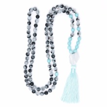 108 mala beads Necklaces Rutilated Quartz necklace Hand Knotted tassel Necklace Black Prayer mala Bead Meditation Necklaces 2024 - buy cheap