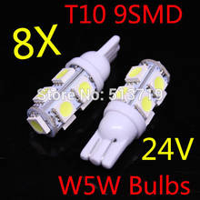 2014 new 8X 24v T10 9 5050 SMD W5W Car led light Side Wedge Bulb xenon White 194 927 161 168 Auto Interior Packing Car Styling 2024 - buy cheap