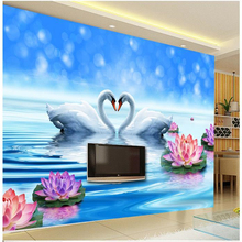 beibehang New style 3D murals TV background wallpaper murals silk cloth dream swan wallpaper papel de parede photo wallpaper 2024 - buy cheap