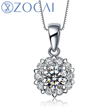 ZOCAI Drown in Love "1.0 Carat Diameter Effect" 0.18 CT Certified Diamond Pendant 18K White Gold (Au750) 925 Silver Chain D03921 2024 - buy cheap