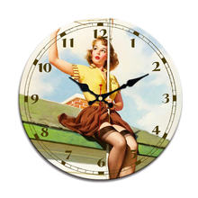 Relojes de pared elegantes y desgastados para mujer, reloj de pared Vintage, decoración del hogar, diseño moderno de pared silencioso 2024 - compra barato