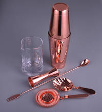 Copper Version 6 Piece Bar Set Boston Cocktail Shaker Bartending Set Including Mixing Glass 2024 - buy cheap