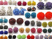 10mm new arrival Clay rhinestone Crystal  Beads Silver Plated   Earrings Stud lot women gift hotsale jewelry e343 2024 - buy cheap