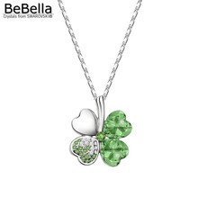 Классическое ожерелье с зеленым клевером BeBella, Сделано с австрийскими кристаллами Сваровски, подарок на Рождество для девочек 2024 - купить недорого