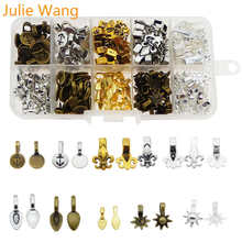 Julie Wang 200PCS/Box Retro Multi-Shape Glue On Bail Tags Clasps Charms Pendant Necklace Bracelet Jewelry Making Accessory Set 2024 - buy cheap