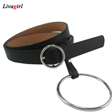 Women Waist Belt Lovely Women's Big Ring Decorated Belts Female Hot Newest Design Fashion Gold Pin Buckle Solid PU Leather Strap 2024 - buy cheap