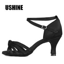Black Heel 7cm/5cm Satin Salsa Tango Latin Dance Shoes Woman Zapatos De Baile Latino Mujer 801 Free Shipping 2024 - buy cheap