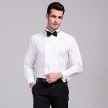 Мужская формальная рубашка под смокинг, рубашка с французскими манжетами и воротником на концах, Свадебный костюм для жениха 2024 - купить недорого