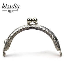 KISSDIY 10pcs 8.5 cm Metal Purse Frame Silver round kiss clasp Handle for Clutch Bag Handbag Accessories Lock Bags Hardware 2024 - buy cheap