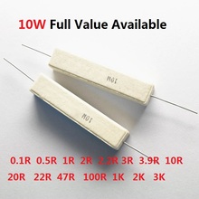 Resistor de cimento 10 modos 10w 0.1r/0.5r/1r/2r/2.2r/3r/3.9r/10r/20r/22r/47r/100r/1k/2k/3k/ohm resistência de resistores de cimento 10w47r 2024 - compre barato