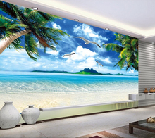 Custom wall mural landscape, Hawaii beach murals for the living room bedroom TV background wall waterproof vinyl papel de parede 2024 - buy cheap