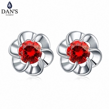 DAN'S  Real Big Brand  AAA Zirconia   Simple Micro Inlays Fashion Stud Earrings for Women Flower 110478Red 2024 - buy cheap