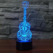 3D гитара модель ночник сенсорный выключатель 7 цветов меняющаяся Светодиодная настольная лампа детские подарки для дома Рождественский Декор 2024 - купить недорого