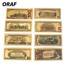 8PCS 1/2/5/10/50/100//20 Bills Fake Dollar US Gold Bank 100 Banknotes Bills Bank Note in 24K Gold Plated Fake Currency Money 2024 - buy cheap