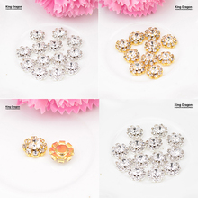 King Dragon Clear Rhinestone Button Sew On Flower Center 10MM 100PCS/Lot Flat Back Gold Color Or Silver KD537 2024 - buy cheap