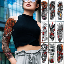 Водостойкая Временная тату-наклейка с большим рукавом, красными чернилами и розой 2024 - купить недорого
