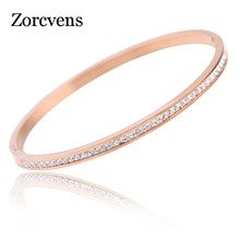 Zorctens nova marca da moda, pulseira de abertura de aço inoxidável com duas peças ouro rosê e strass empedrado 2024 - compre barato