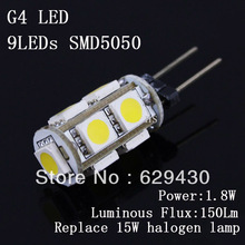 Wholesale - Free Shipping 1.8W 9LEDs led bulb lamp g4 led 12v dimmable SMD5050 360deg 2024 - buy cheap