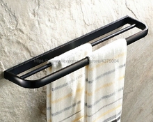 Bathroom Double Towel Rails Holder Bars Rack Brass Wall Mounted Black Oil Rubbed Nba191 2024 - buy cheap