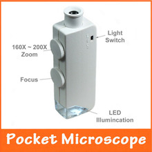 Microscopio de bolsillo con luz LED para joyería, dispositivo de aumento de 160X-200X con Zoom, magnético, portátil, iluminado, de mano, con fuente de luz 2024 - compra barato