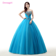 Blue Cheap Quinceanera Dresses Ball Gown Sweetheart Floor Length Tulle Beaded Crystals Sweet 16 Dresses 2024 - buy cheap