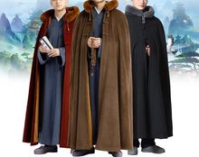 unisex 7color Winter warm buddhist meditation cloak zen coat lay cape monks uniforms shaolin monk kung fu clothing robe red/blue 2024 - buy cheap