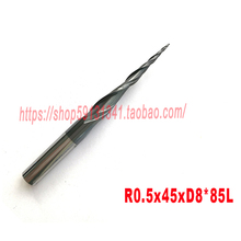 2pc/lot R0.5*D8*45*85*2F HRC55 Tungsten solid carbide Taper Ball Nose End Mill milling cutter cnc router bit wood  tool 2024 - buy cheap