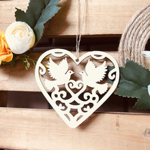 10pcs Heart Wooden Embellishments Laser Cut Love Bird Hanging Ornament Rustic Wedding Decoration Party Birthday Heart Gift Tags 2024 - buy cheap