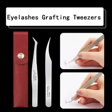 Stainless Steel Tweezers with Case Safe Anti-static Eyelashes Tweezer for 6D 9D Eyelash Extension Eyebrow Remover Makeup Tools 2024 - buy cheap
