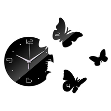 promotion  new arrival sale big butterfly wall Acrylic clock modern mirror 3d watches home decoration clocks 2024 - buy cheap