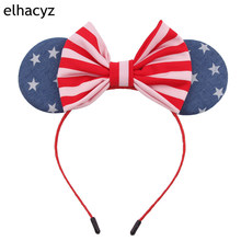 1PC Retail  July 4th Striped Cotton/Denim Bow Hairband Independence Day Hair Accessories For Children Headband 2024 - buy cheap