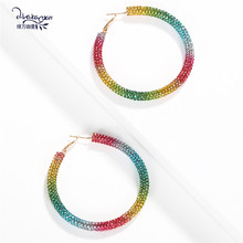 Dvacaman Multi Color Crystal Hoop Earrings for Women Wedding Big Round Girl Bridal Statement Earrings Trendy Jewelry Wholesale 2024 - buy cheap