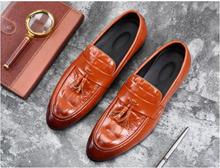 Sapatos masculinos de couro com borla tipo oxford, sapatos baixos para casamento e escritório, sapatos de bico fino, tamanhos grandes 47 e 48 2024 - compre barato