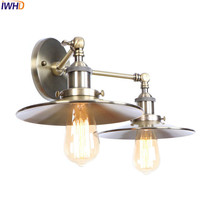 IWHD 2 Heads Brass Retro LED Wall Light Fixures Bedroom Living Room Industrial Vintage Edison Wall Sconce Lampara Pared 2024 - buy cheap