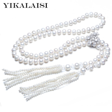 YIKALAISI 100% Genuine Fashion Pearl jewelry Necklace Natural  Pearl Long Necklace 100cm For Women Best Gift 2024 - buy cheap