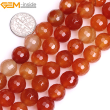 Natural Round Faceted Red Agates Beads For Jewelry Making 12-16mm 15inches DIY Jewellery FreeShipping Wholesale Gem-inside 2024 - buy cheap