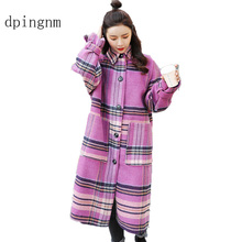 Abrigo largo clásico de lana para mujer, ropa de invierno a cuadros, moda coreana, B4182 2024 - compra barato