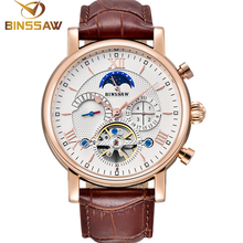 BINSSAW Mens New Automatic Mechanical Tourbillon Watches Brand Fashion Sports Leather Waterproof Male Watch Relogio Masculino 2024 - buy cheap