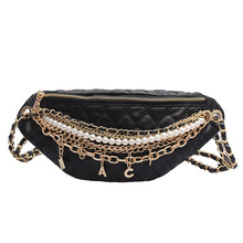 Women's Waist Bag Pearl Ling Grid PU Chain Fanny Pack Bananka Travel Leisure Bag For The Belt Women Catwalk Belly Band Belt Bag 2024 - buy cheap