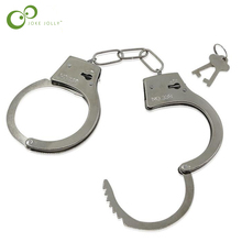 Прикидывающиеся Серебряные Металлические наручники с ключами, полицейские инструменты ролевой косплей, полицейские игрушки для детей, мальчик WYQ 2024 - купить недорого