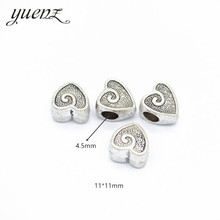 YuenZ-abalorios en forma de corazón para fabricación de joyas, 8 piezas, color plata antigua, espaciadores de agujero grande, abalorios, 11x11mm, R42 2024 - compra barato
