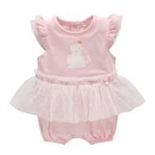 Vlinder 2018 New Princess Style Summer Baby Girls Pink Mesh Bodysuits Newborn Clothing Short Sleeves Infant Bodysuits 2024 - buy cheap