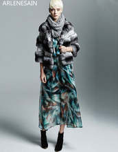 Arlenesain, индивидуальная Шиншилла, меховое пальто с кожаной женской курткой 2024 - купить недорого