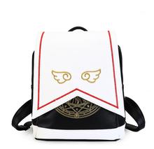 Mochila feminina pu com asas de anjo, anime, cartas, captor, sakura, kawaii, mini mochila, cartão, estampa, sakura, bolsa escolar, saco 2024 - compre barato