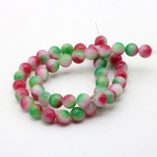 wholesale Girl Manual DIY Accessories parts  Stone 8mm Round Loose Beads color pink&green women jewelry making design gift 15'' 2024 - buy cheap